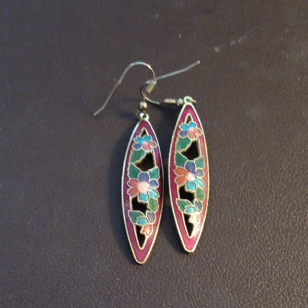Floral Enamel Earrings - Picture 1 of 3